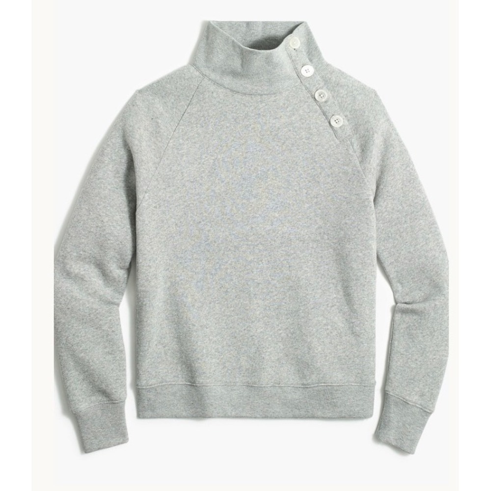 J.Crew Womens Wide button-collar pullover sweatshirt in cloudspun fleece Size M